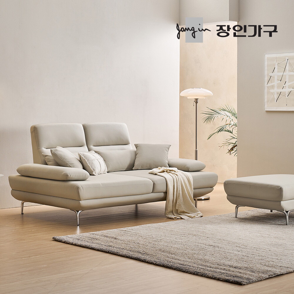 장인가구 (무료배송) 도이 3인용 스윙 가죽 소파 (스툴 포함)