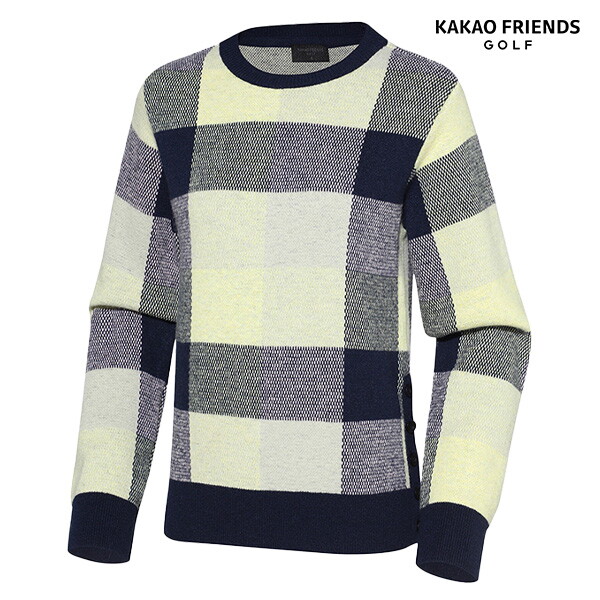 [㈜하랑커뮤니케이션]카카오프렌즈 골프 [카카오프렌즈골프] 여성 캐시미어울소재 블록 체크 니트