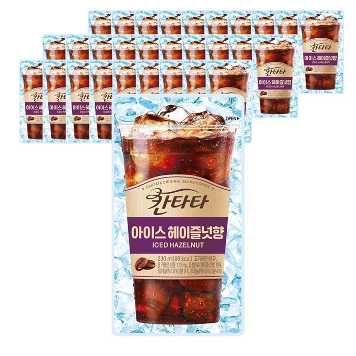 셀러허브 식품 롯데 칸타타 아이스 헤이즐넛향 230ml X 30팩 커피음료