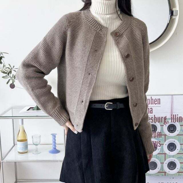 지오벤처스 내추럴룩걸 데일리 깔끔 니트집업