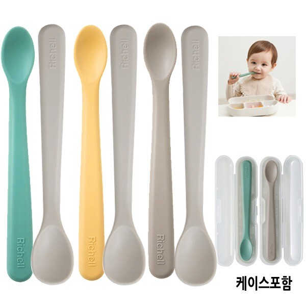 릿첼 릿첼 컬러 실리콘 이유식스푼 2P세트 S/M사이즈 (케이스 포함) / 이유스푼