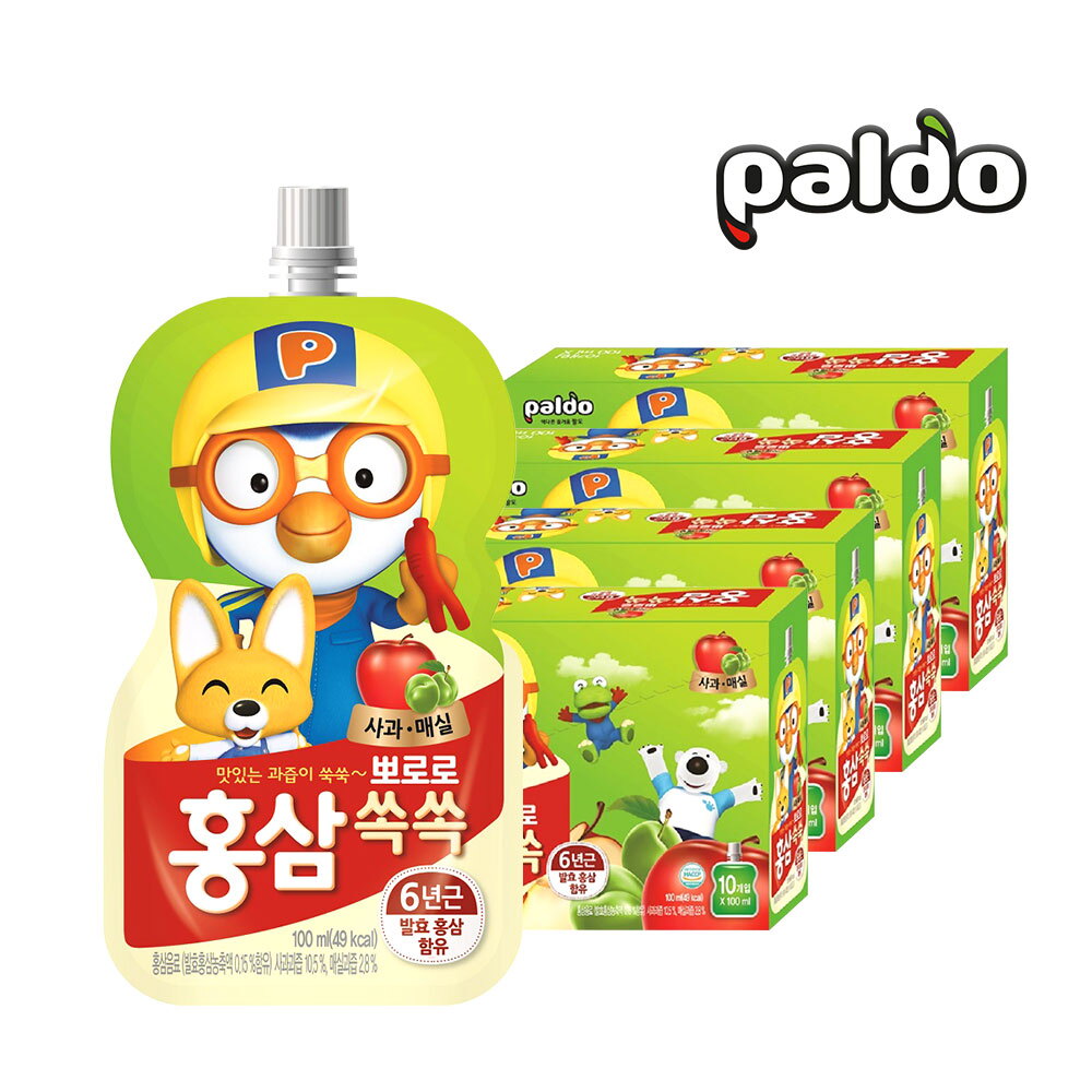 팔도 팔도 뽀로로 홍삼쏙쏙 사과매실 100ml 40개입