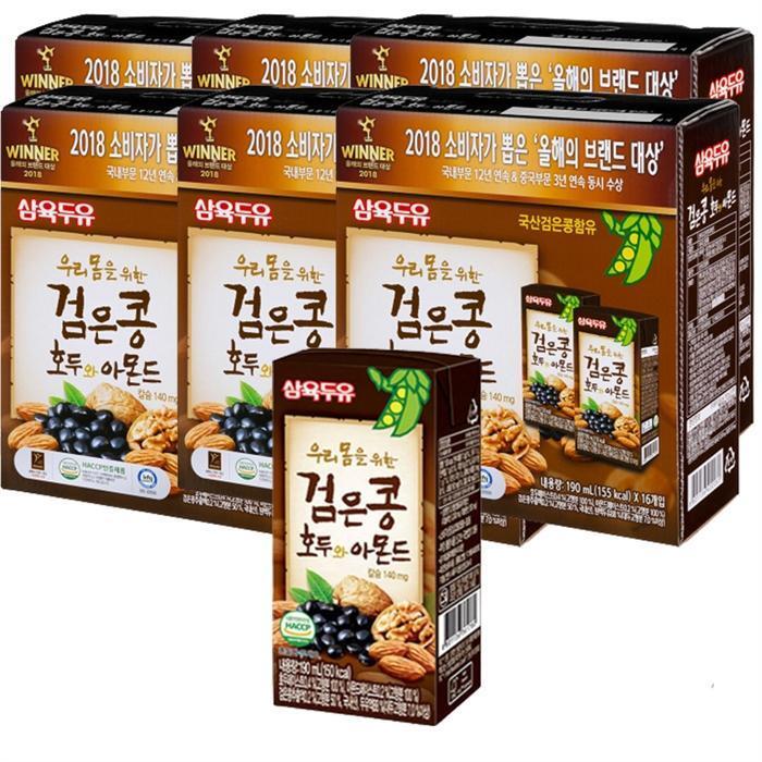 셀러허브 식품 삼육두유 검은콩 호두와 아몬드 190ml 96개