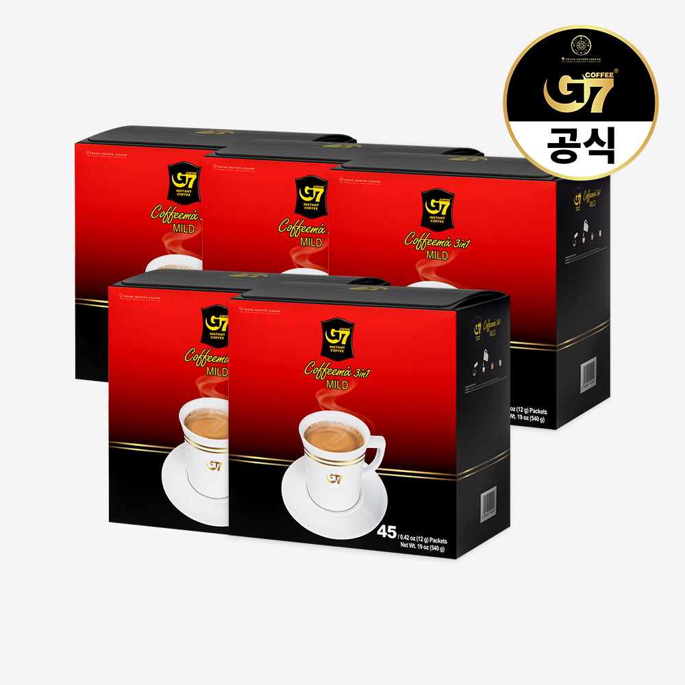지세븐 G7커피 3in1 마일드 커피믹스 12g x 45개입 x 5개 (총 225개입) / 베트남 저당