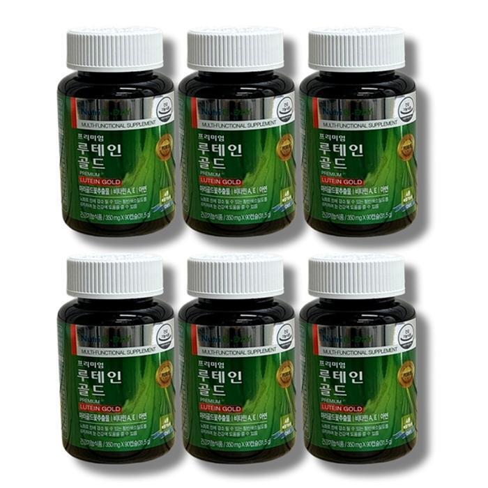 셀러허브 식품 뉴트리디데이 프리미엄 루테인 골드 350mg x 90캡슐 6통