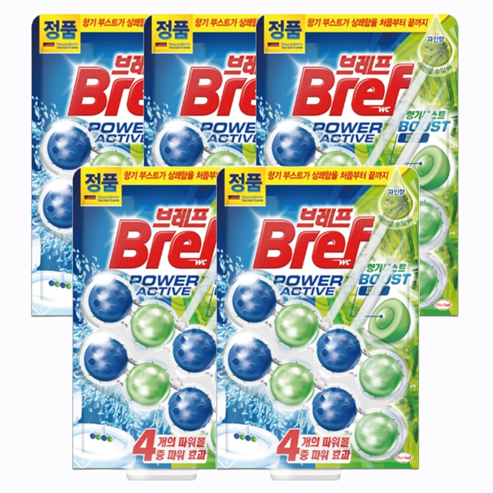브레프 헨켈 브레프 Bref 파워액티브 - 거치식 변기세정제 파인 포레스트 향 50g(2입)x5개 / 변기 냄새 물때 오염방지