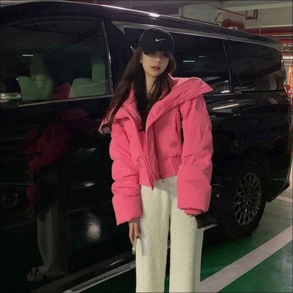 셀러허브(하프클럽) [하프클럽/셀러허브_여성트랜드패션]여자 얼굴소멸 겨울 빅카라 오버핏 2컬러 크롭 숏패딩 아우터