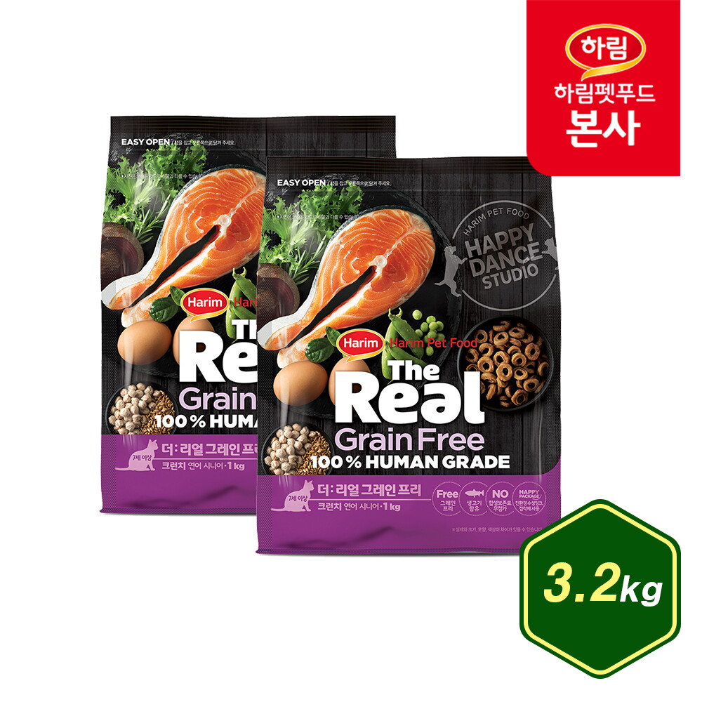 더리얼 더리얼캣 그레인프리 크런치 연어 시니어 3.2kg