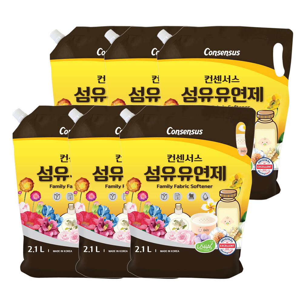 컨센서스 (5가지향)컨센서스 표준 섬유유연제 2.1L (리필)x6개 택 1