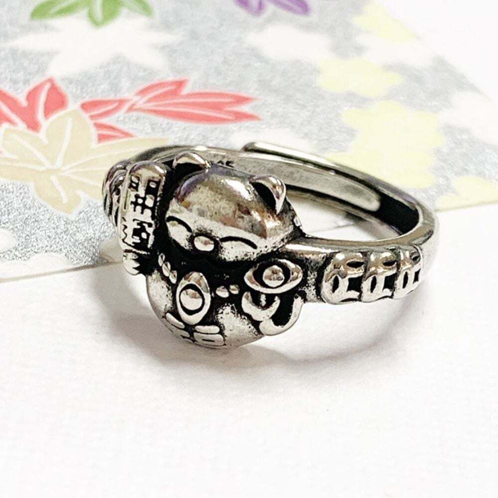 지오벤처스 빈티지오픈링 사이즈자유 실버도금 행운을 부르는 고양이반지