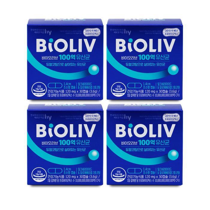 셀러허브 식품 바이오리브 100억 유산균 120mg x 30캡슐 X 4박스 I