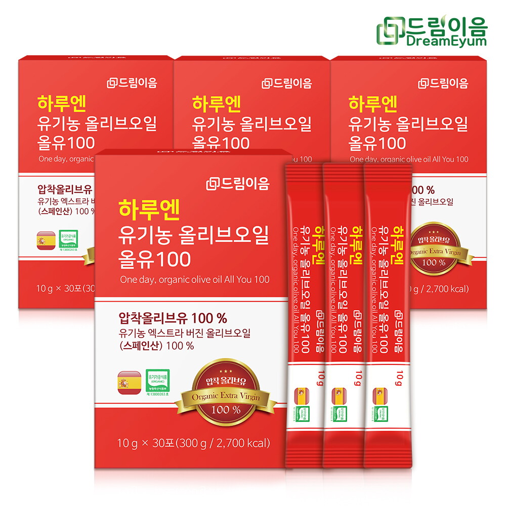 드림이음 드림이음 하루엔 엑스트라버진 피쿠알 유기농 올리브오일 스틱 10g x 30포 4박스