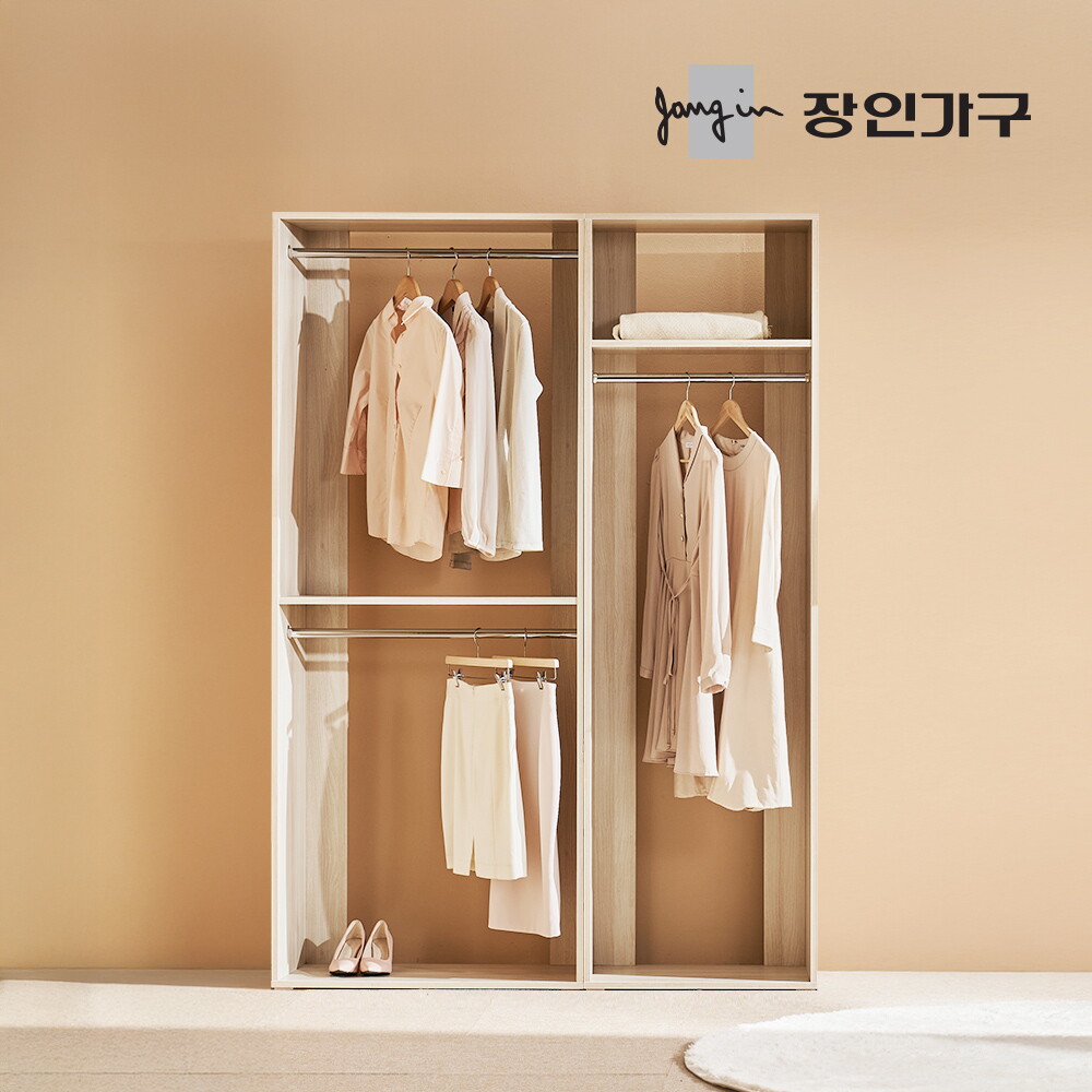 장인가구 (무료배송) 올리세 E0 드레스룸 시스템 옷장 세트 1400 B (800 2단행거+600 긴옷행거)