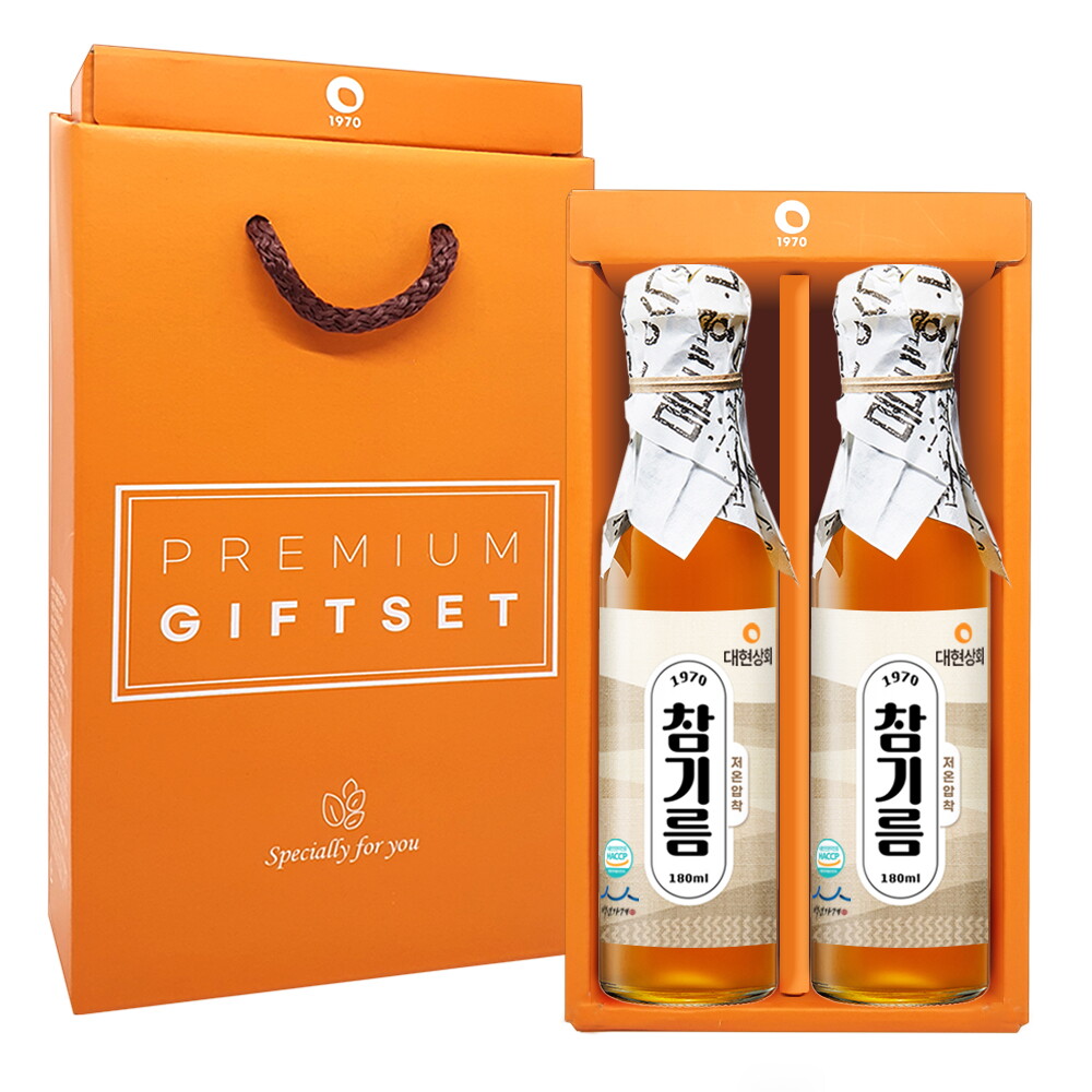 대현상회 50년전통대현상회 저온압착 참기름 2병 180ml 선물세트