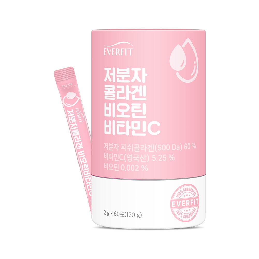 내츄럴플러스(백) (내츄럴플러스)에버핏 저분자 피쉬 콜라겐 비오틴 비타민C 60포 5통