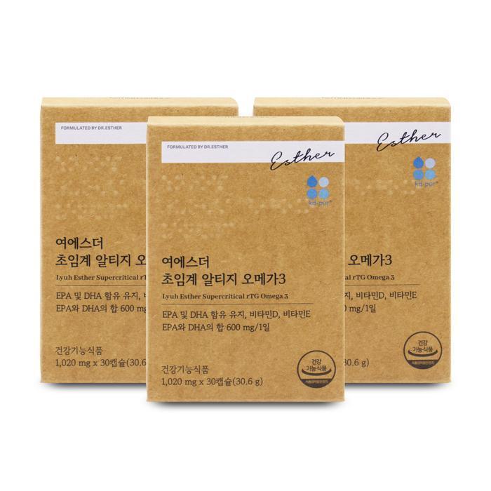 셀러허브 식품 [에스더포뮬러] 여에스더 초임계 알티지 오메가3 1020mg x 30캡슐 X 3박스 I