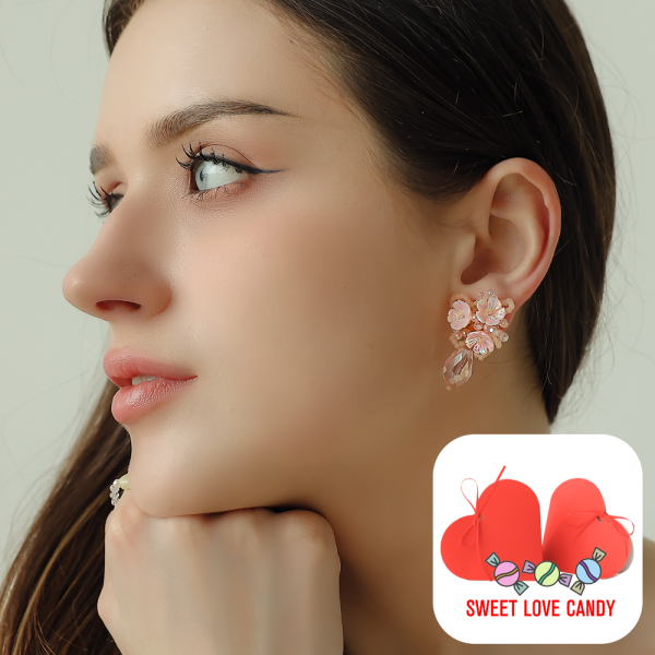 [헤스티아 / 헤스티아]헤스티아 [헤스티아][ SWEET LOVE CANDY 패키지] 벚꽃 핀 길을 너에게 줄게 비즈 귀걸이 핑크선물포장 쇼핑백