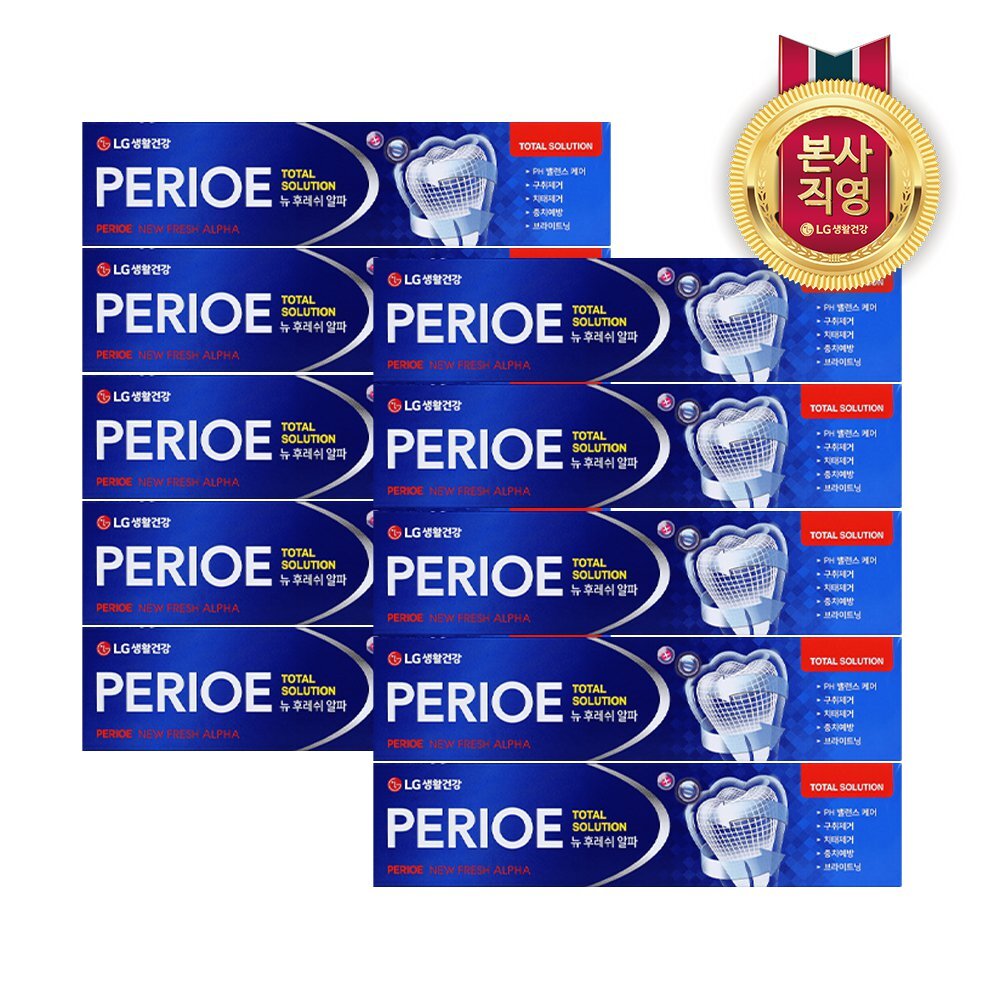 엘지생활건강 페리오 뉴후레쉬 알파 치약 170g x 10개