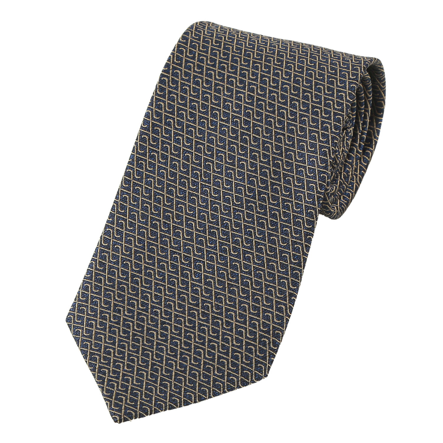 듀퐁-남성셔츠 넥타이선물/네이비 골드 라인패턴 기하학 타이 TE5SM66KA011TNY