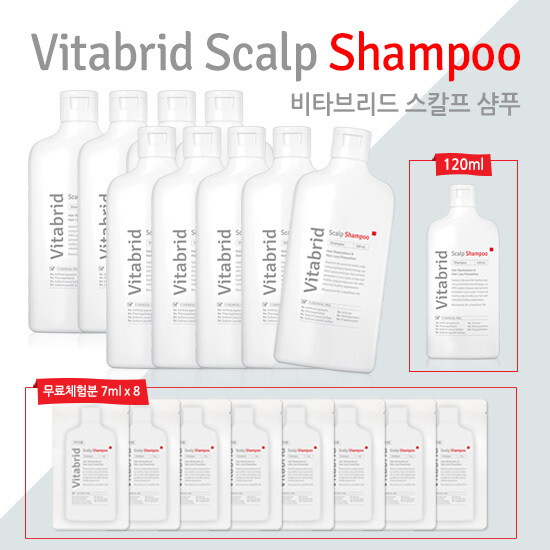 [Vitabrid] 비타브리드 스칼프 샴푸 300ml×9개 + 120ml×1개 + [무료체험분] 7ml×8개 (탈모 증상 완화에 도움)