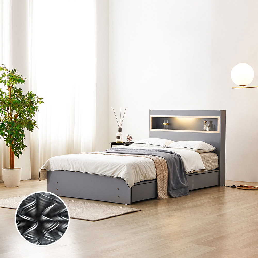 동서가구 이즈 카이 LED 편백 수납 SS침대+본넬매트리스 DF921957
