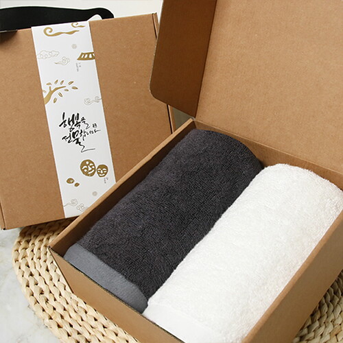 송월타올(백) (송월)명절기프트세트C(뱀부프리미엄무지180g2p-크라프트+띠지)랜덤발송