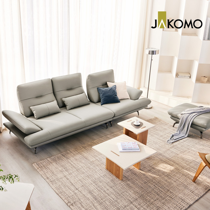 자코모 [1일 구매시 5만 상품권 100%증정]컴포트 발렌티 스윙 4인 기능성 럭스 통가죽 천연면피 소가죽 소파+스툴+(쿠션2개)