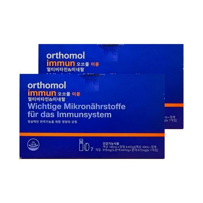 셀러허브 식품 오쏘몰 이뮨 멀티비타민 미네랄 (액상 20ml + 정제 919mg) x 7개입 2박스 hism
