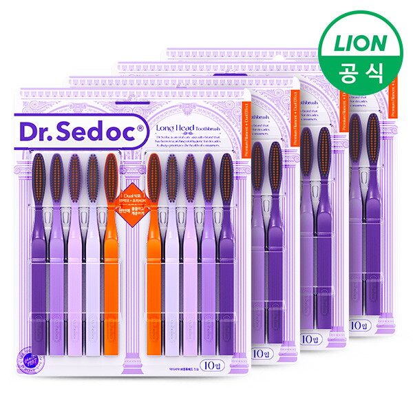 라이온코리아 닥터세닥 롱헤드 칫솔 어금니 안쪽 양치 탄력모 초미세모 40개