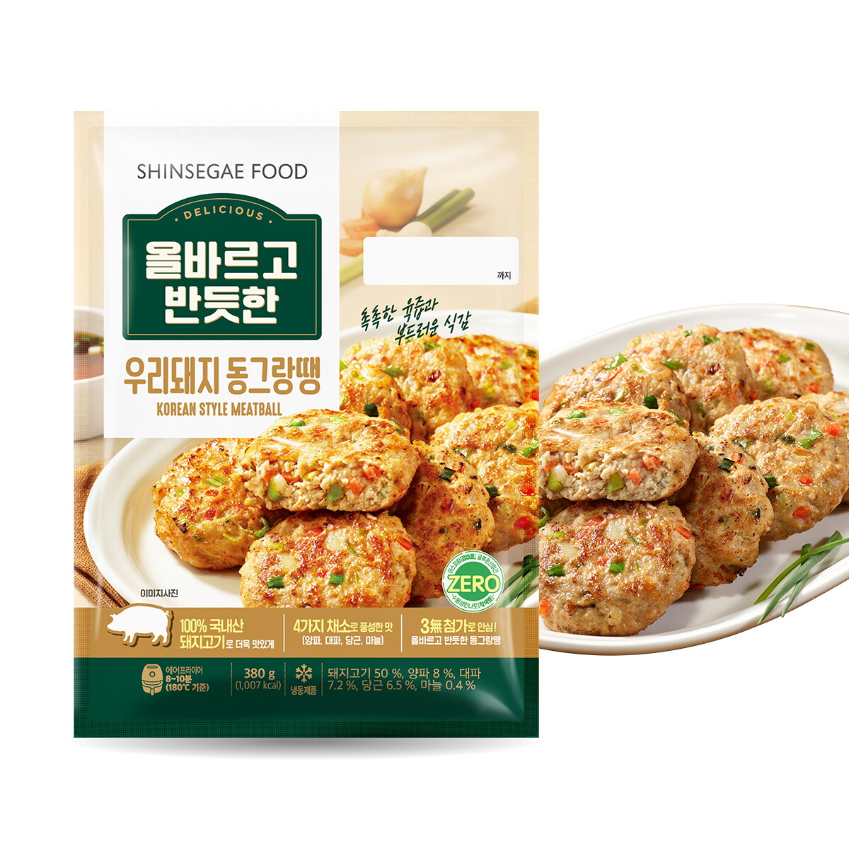 신세계푸드 올바르고 반듯한 우리돼지 동그랑땡 380g x 4팩