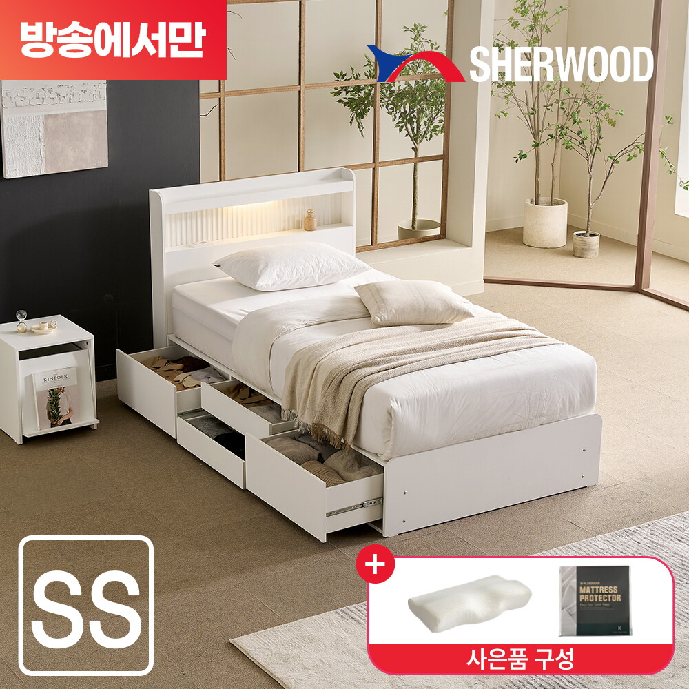 모렌 LED 호텔식 수납침대 풀패키지 슈퍼싱글SS(협탁+메모리폼베개+매트리스커버) 5