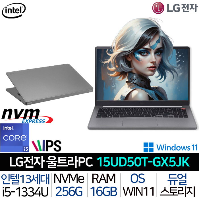 LG전자 LG 울트라PC 15UD50T-GX5JK_UP1 인텔i5 CoPilot 슬림형 휴대용 사무용 업무용 타이탄실버 가성비 노트북