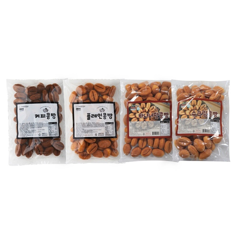 알앤알 알앤알 커피콩빵 450g 4봉(커피 플레인 바나나 슈크림 4가지 맛)