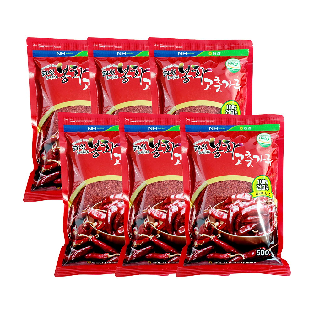 [봉화군조합공동사업법인]파인토피아봉화 25년 특등급 국산 건고추 김장 김치 봉화 햇고춧가루 골드 보통맛 3kg (500gx6팩)