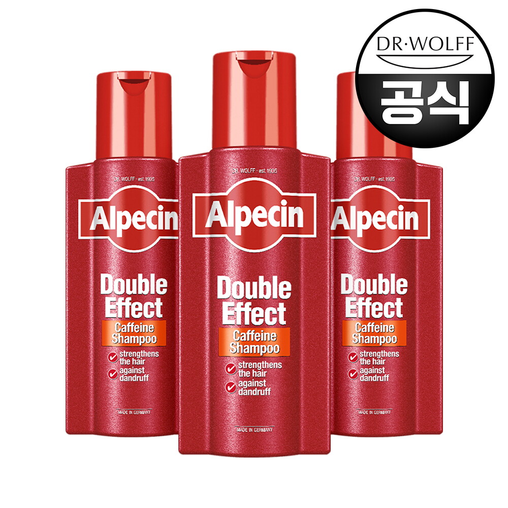 알페신 알페신 더블이펙트 카페인 샴푸 (지성용) 375ml X 3 (두피마사지 괄사 증정)