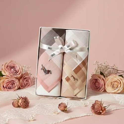 닥스 닥스 DCHA6F092MU 캐시미어 울머플러 핑크 베이지 체크 면 손수건2종세트 1000854723452