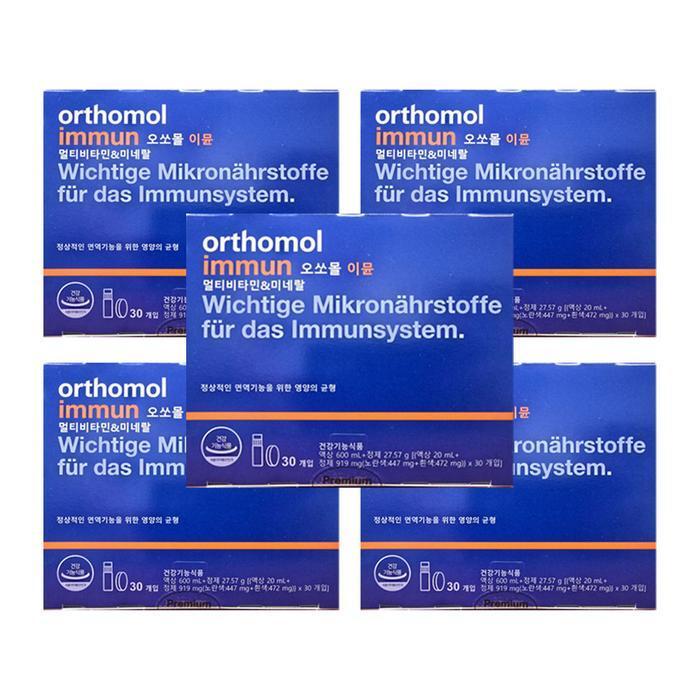 셀러허브 식품 오쏘몰 이뮨 멀티비타민 미네랄 (액상 20ml + 정제 919mg) x 30개입 5박스 HIS