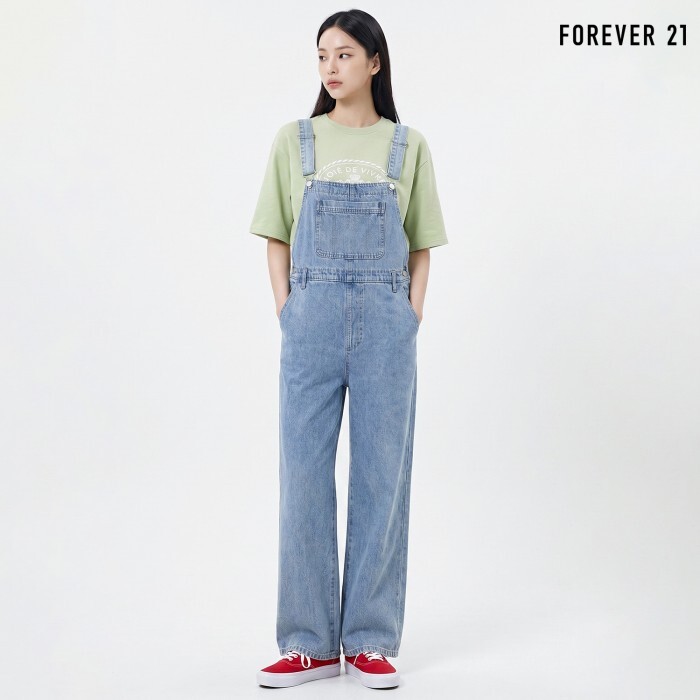 포에버 21 베이직 데님 팬츠 점프수트 (FTDBOP025)