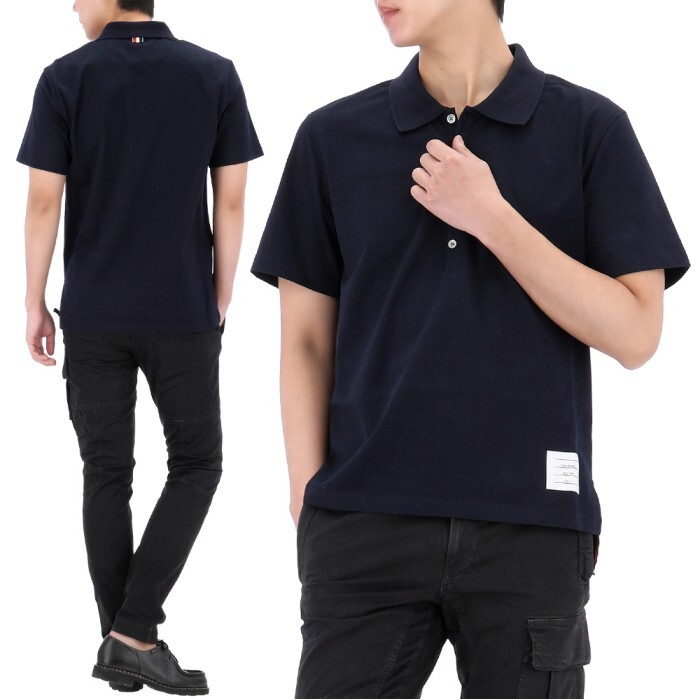 톰브라운 26SS 톰브라운 4사이즈 럭키찬스 사이드 슬릿 폴로 반팔 티셔츠 MJP052A 00042 415
