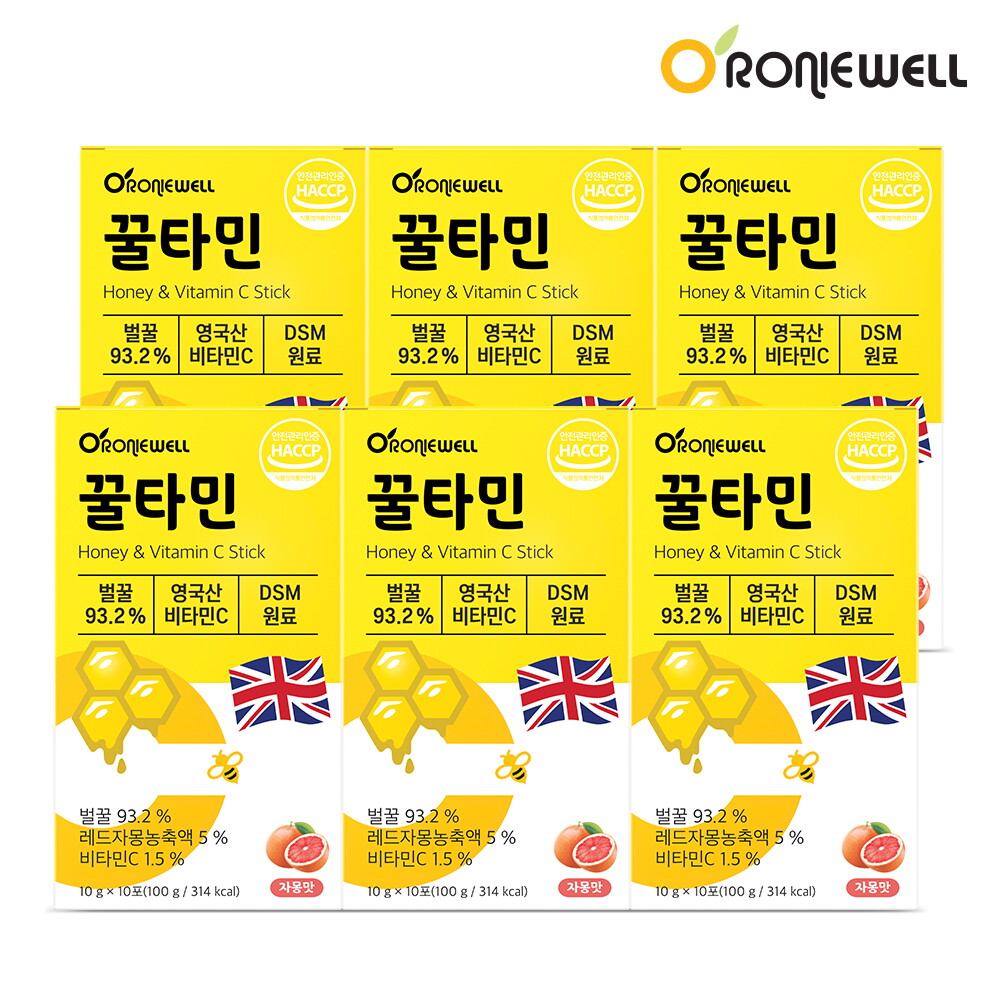 로니웰 [로니웰] 꿀타민 자몽맛 10포 x 6개 천연벌꿀 영국산비타민C