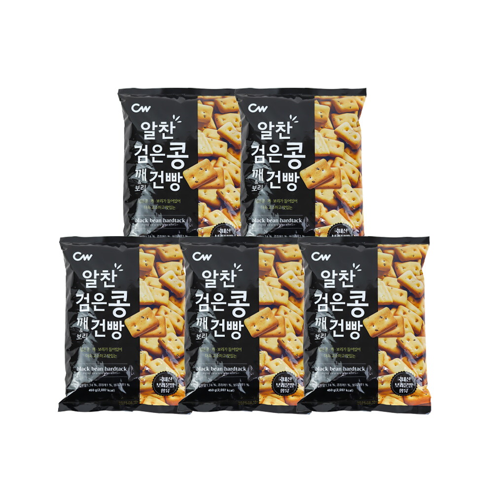기타브랜드 CW 청우 알찬검은콩 깨&보리건빵 450g x 5개