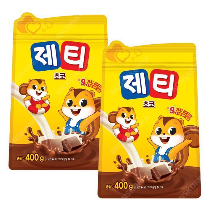 셀러허브 식품 동서 제티 초코렛맛 400g 2개 리필형 초코파우더 분말 우유