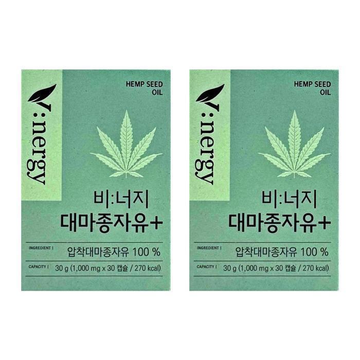 셀러허브 식품 휴럼 비너지 대마종자유 플러스 1000mg x 30캡슐 x 2박스 -AO-