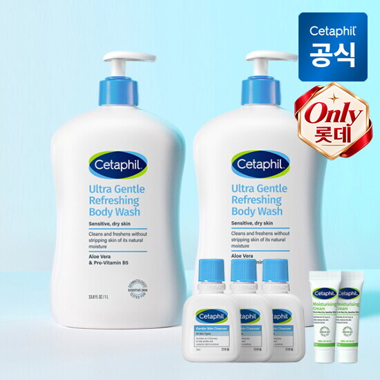 세타필 세타필 리프레싱 바디워시(산뜻한향) 1L 2개+클렌저 29ml 3개+크림 10g 2개