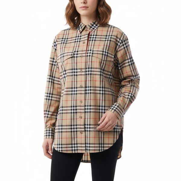 버버리 버버리 Vintage Check Stretch Cotton Oversized Shirt 8022285 빈티지 체크 스트레치 코튼 오버사이즈 셔츠