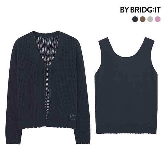 ○(런칭가 59,900원) 26SS 이태리코튼 블렌드 크로셰 가디건+니트 SET 5