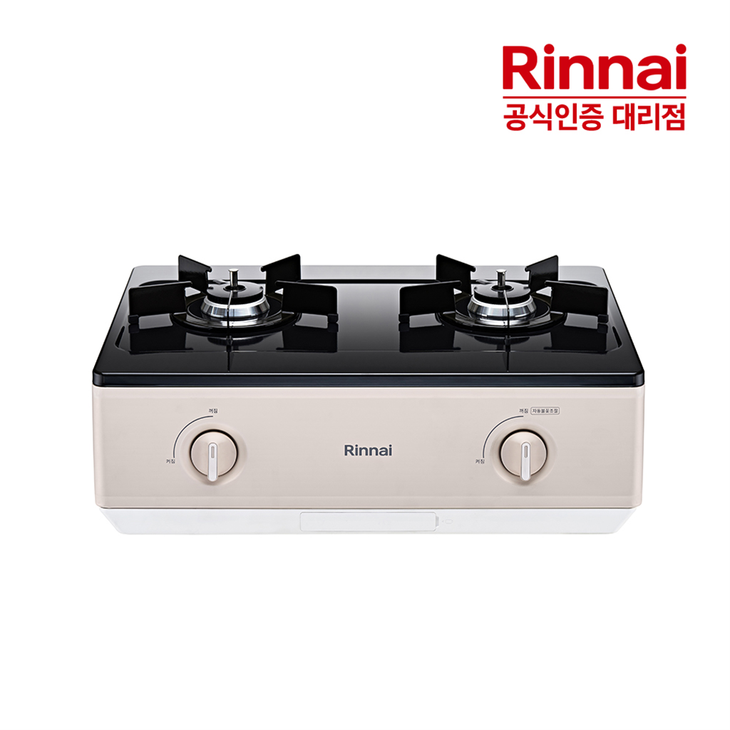 린나이(가전) 린나이 2구 가스레인지 RT-1050I AA건전지 자동불꽃조절센서 매트샌드 베이지