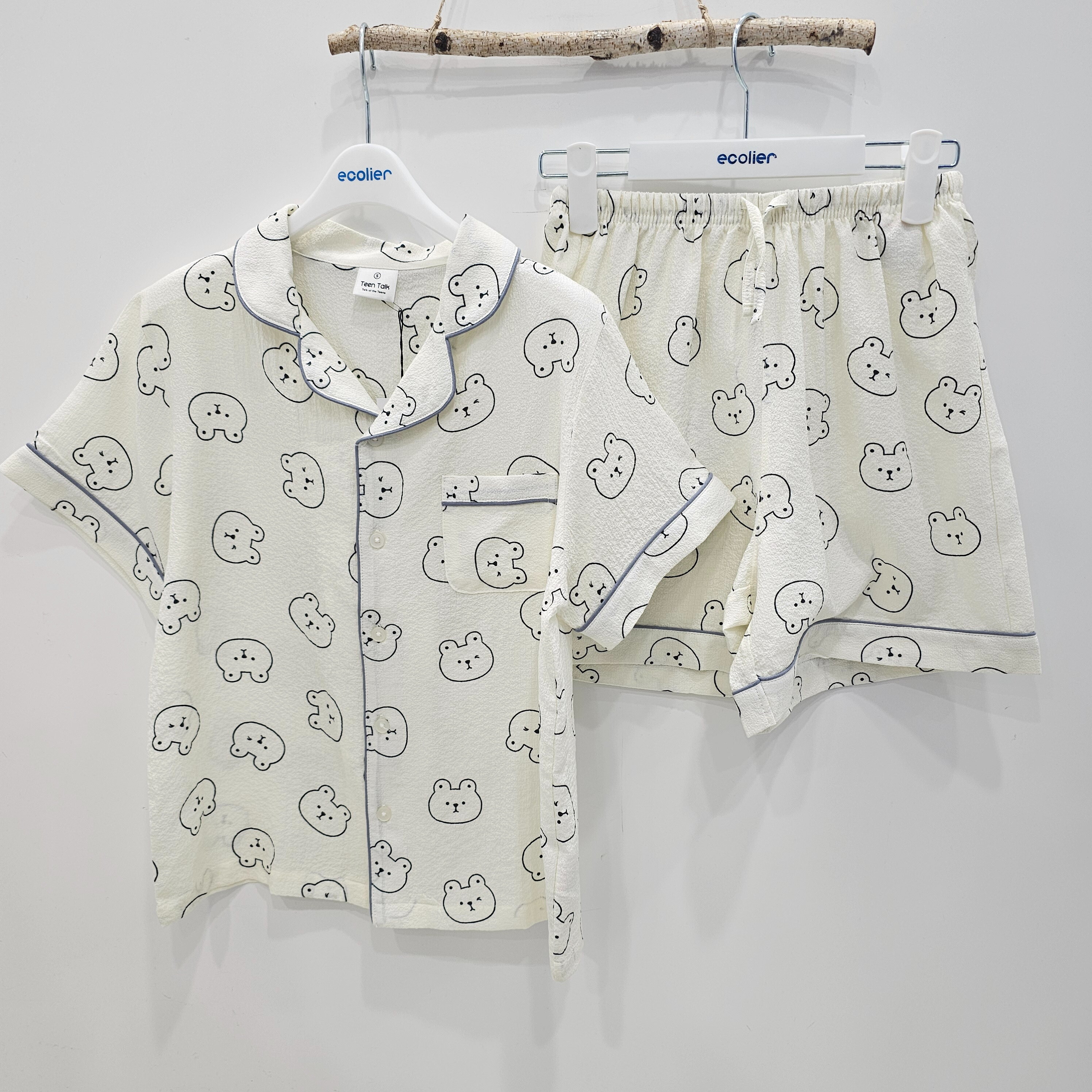 에꼴리에 (패플) [에꼴리에][시흥모다] 에꼴리에 주니어 쿨 시어서커 카라 파자마 잠옷세트 26OP753_SH