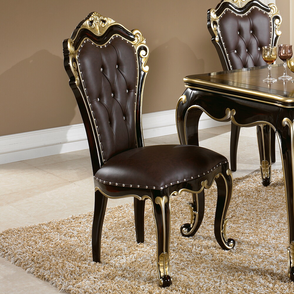 [더캐슬]유캐슬 3/2~9일 커피쿠폰+무료배송[유캐슬] 벤티 엔틱 원목 가죽 식탁의자 사이드체어