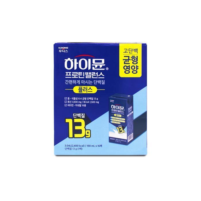 셀러허브 식품 일동후디스 하이뮨 프로틴 밸런스 플러스 190ml x 16팩 X 1박스